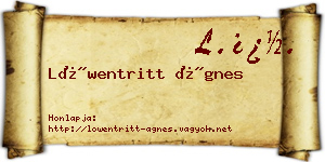 Löwentritt Ágnes névjegykártya